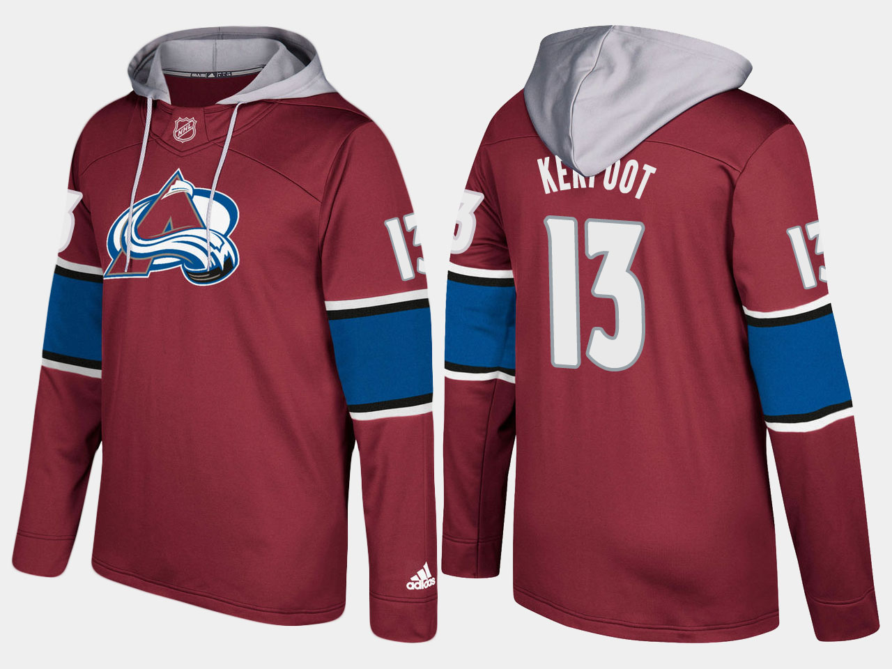 Men NHL Colorado avalanche 13 alexander kerfoot burgundy hoodie